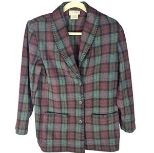 Vintage Arizona Plaid Southwestern Wool Blend barn Jacket coat size men's Medium